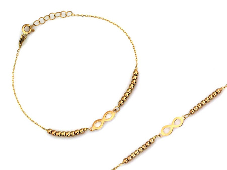 Bransoletka złota z kulkami i nieskończonością