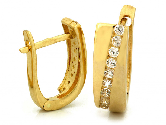 Kolczyki złote na angielskim zapięciu z cyrkoniami