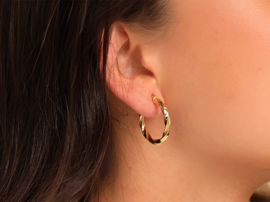 Kolczyki złote koła grube skręcone 27mm