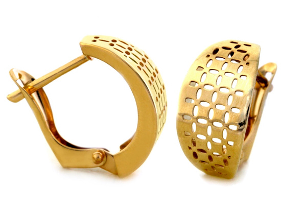 Kolczyki złote angielskie blaszki wycinane ażurowe