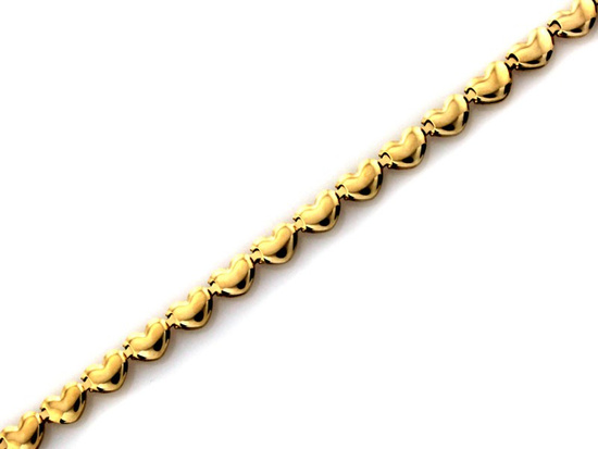 Złota bransoletka z małych łączonych serc