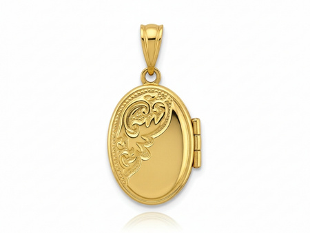 Złota zawieszka na fotografię puzderko z delikatnym wzorem