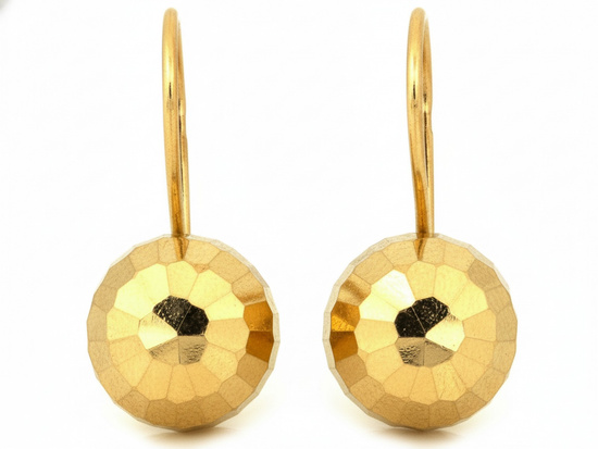 Kolczyki złote półkule na biglu diamentowane