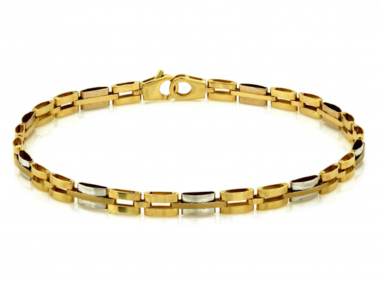 Bransoletka złota z dwukolorowych składanych elementów