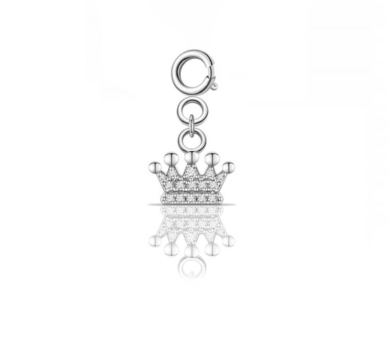 Charms srebrny 925 z diamentowymi cyrkoniami - korona, koronka