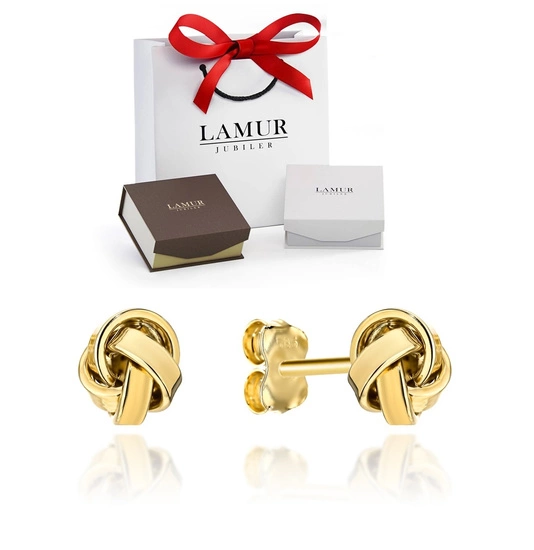 Złote kolczyki 585 - plecione, gładkie