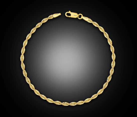 Złota bransoletka 585 kordel korda diamentowana