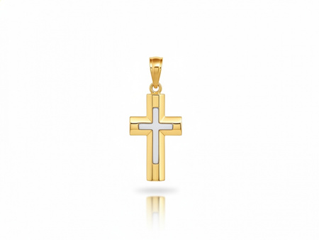 Krzyżyk złoty bez wizerunku z satyną