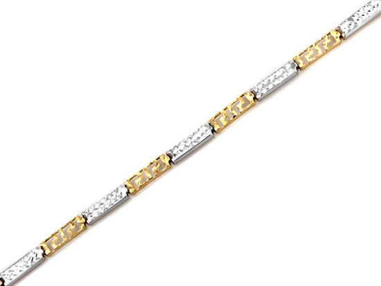 Bransoletka ze sztywnych elementów dwa kolory złota