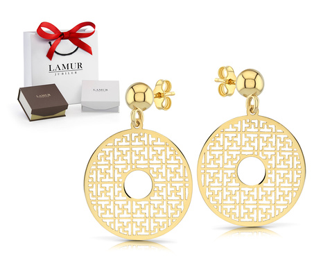 Złote kolczyki 585 ażurowe koła - wiszące