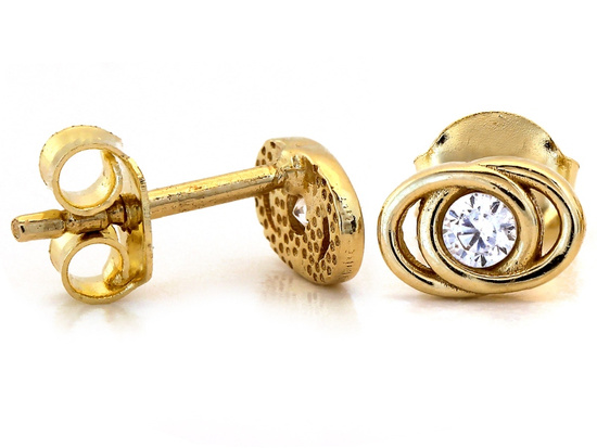 Delikatne złote kolczyki przy uchu na sztyfcie z cyrkonią