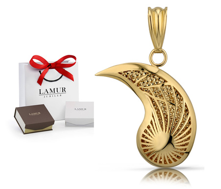 Złota zawieszka 585 ażurowa kropla, łezka