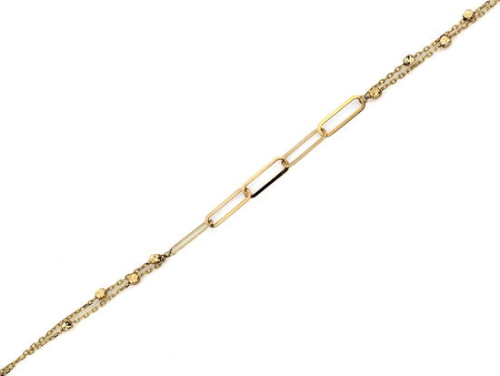 Bransoletka złota podwójny łańcuszek wstawka z dużych ogniw