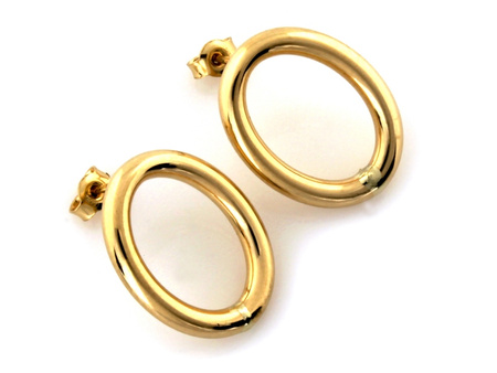 Kolczyki złote owalne na sztyfcie