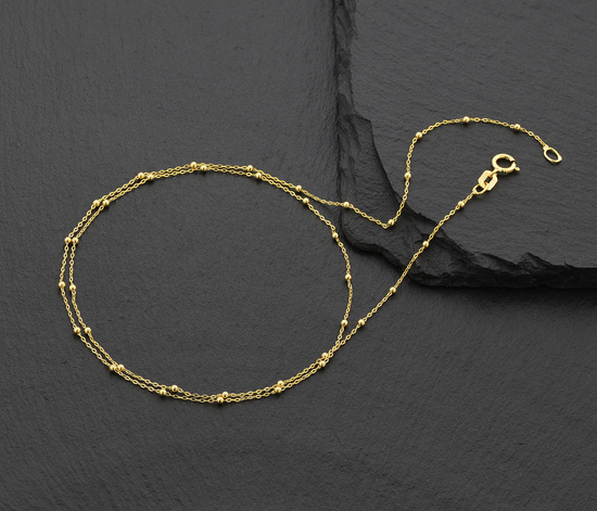 Złoty łańcuszek 585 ankier z kuleczkami 