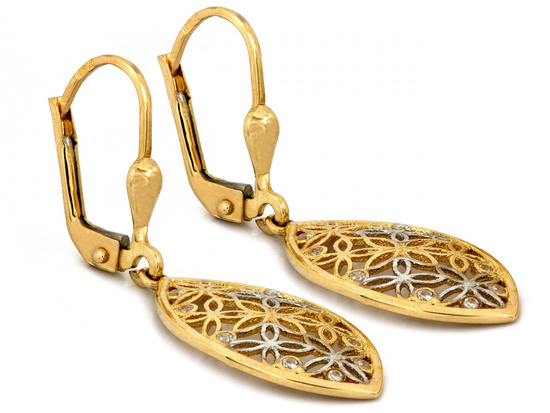 Kolczyki złote wiszące ażurowe