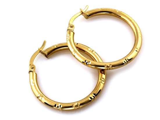 Kolczyki złote koła dmuchane 26mm