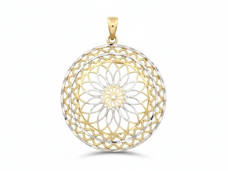 Zawieszka złota okrągła ażurowa duża