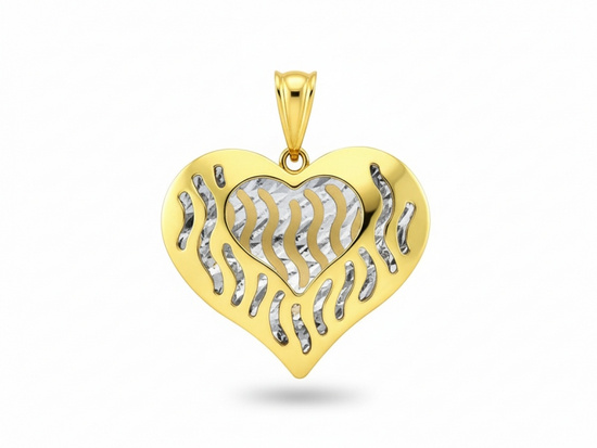 Złota zawieszka serduszko dwukolorowe