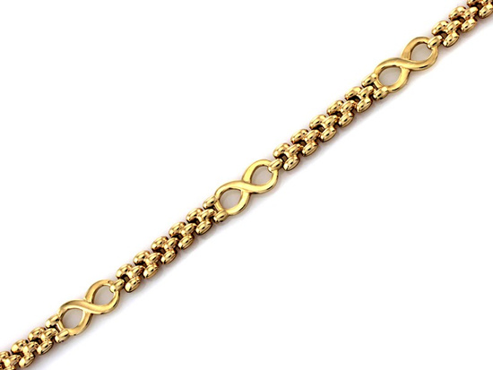 Złota elementowa bransoletka z nieskończonością