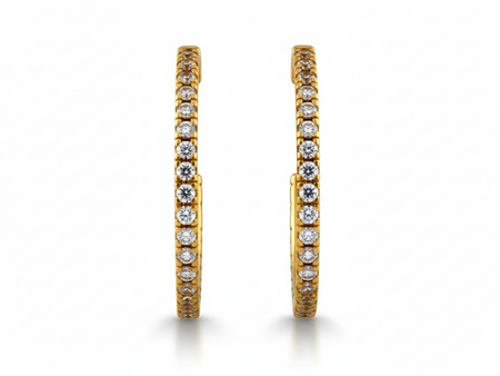 Kolczyki złote koła rząd cyrkoni na sztyft