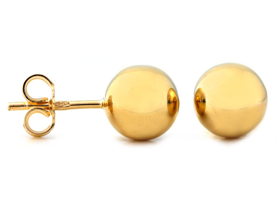Złote kolczyki kuleczki na sztyfcie 8mm