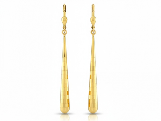 Długie diamentowane złote kolczyki sople