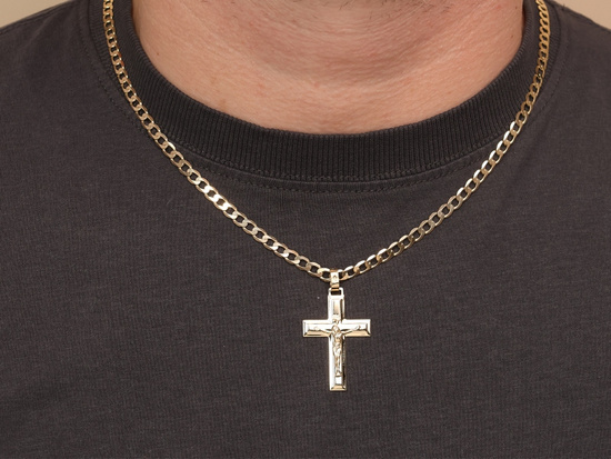 Krzyżyk złoty z Jezusem zawieszka wisiorek