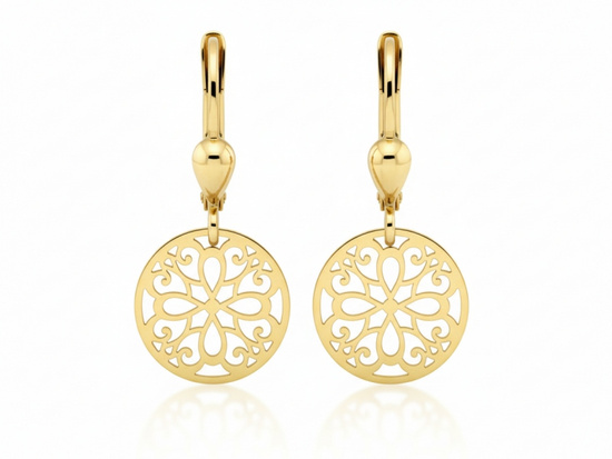 Ażurowe okragłe kolczyki wiszące