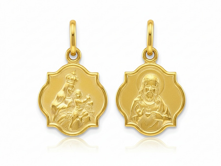 Złoty medalik szkaplerz dwustronny