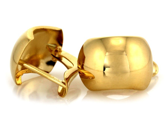 Szerokie błyszczące złote kolczyki na angielskim zapięciu