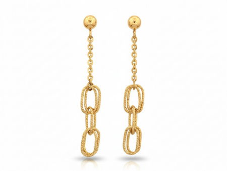 Kolczyki złote długie wiszące błyszczące na sztyfcie