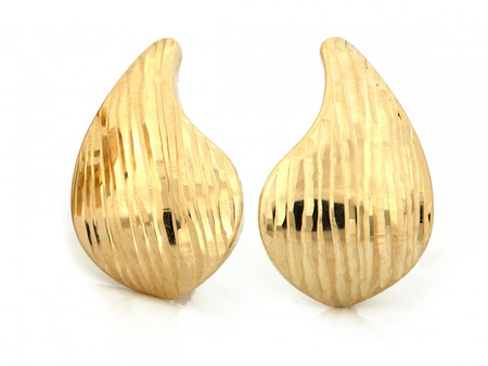 Kolczyki złote zdobione krople zapięcie angielskie