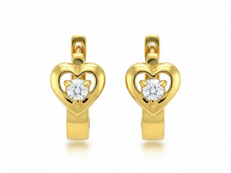 Kolczyki złote dla dziewczynki z sercem