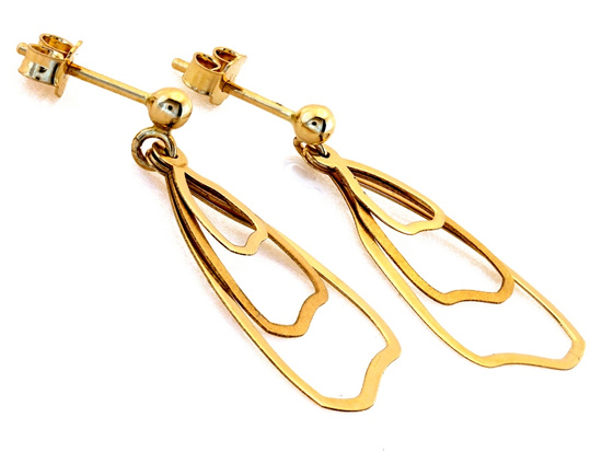 Kolczyki złote długie z ruchomych elementów