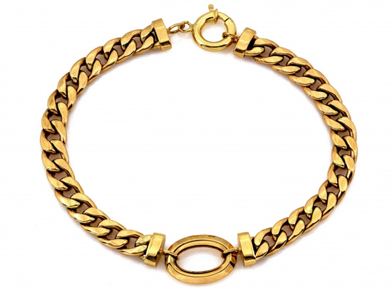 Bransoletka złota gruby łańcuch owalna ozdoba