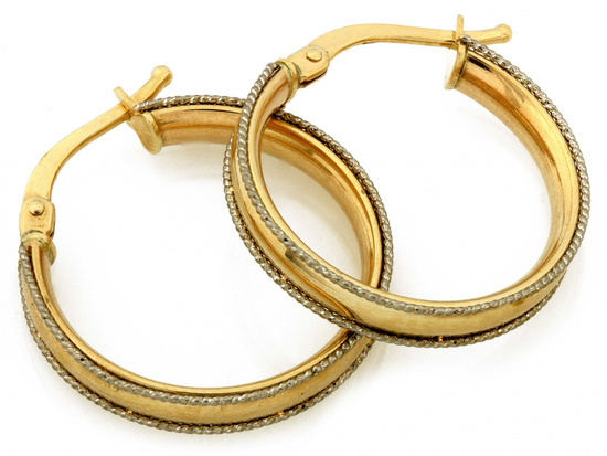 Kolczyki złote koła duże szerokie zdobione 20mm