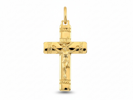 Złoty krzyżyk wisiorek zawieszka z wizerunkiem Jezusa