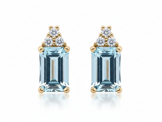 Kolczyki złote na sztyfcie z topazem i cyrkoniami