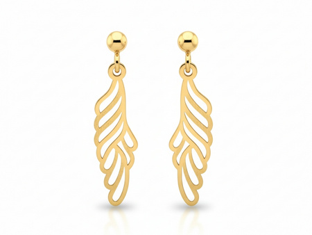 Kolczyki złote wiszące ażurowe na sztyfcie