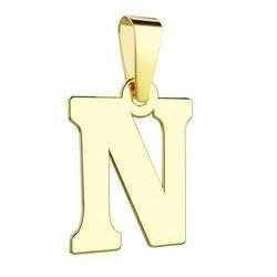 Złota literka N - zawieszka 585