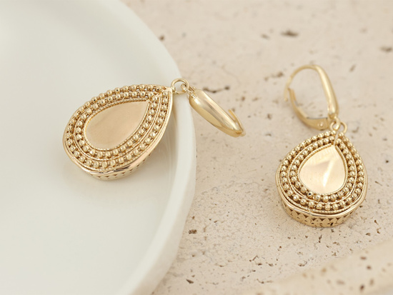 Kolczyki złote duże wiszące krople