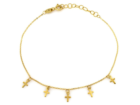 Bransoletka złota z wiszącymi krzyżykami