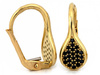 Złote kolczyki angielskie z czarnymi cyrkoniami