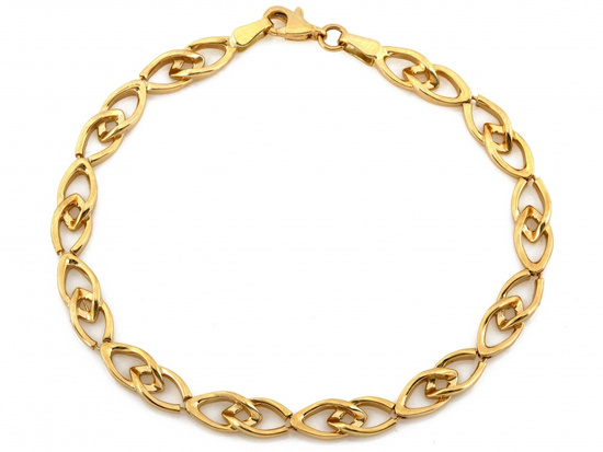 Złota bransoletka delikatna z przeplatanych ogniw