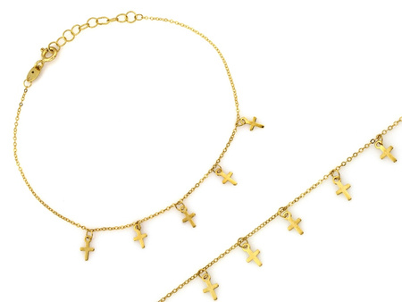 Bransoletka złota z wiszącymi krzyżykami