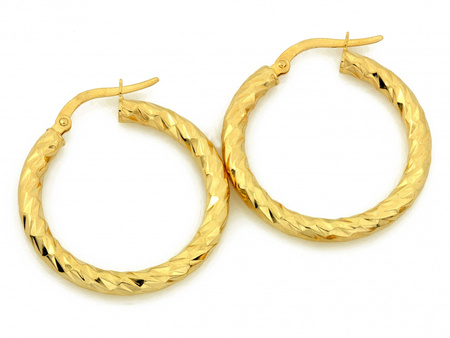 Diamentowane kolczyki koła ze złota 29mm