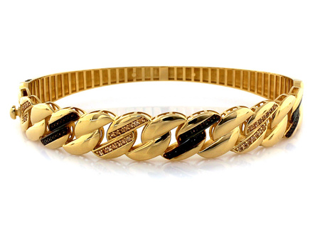 Złota bransoletka bangle z szampańskimi cyrkoniami