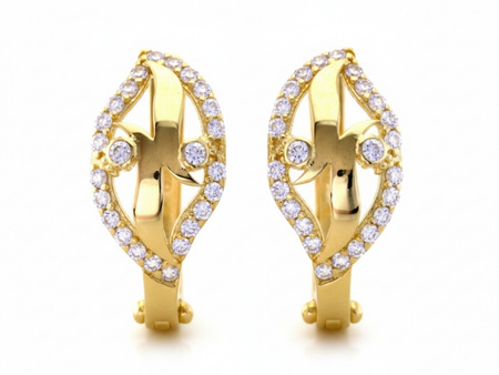 Kolczyki złote angielskie zapięcie delikatne zdobione cyrkoniami