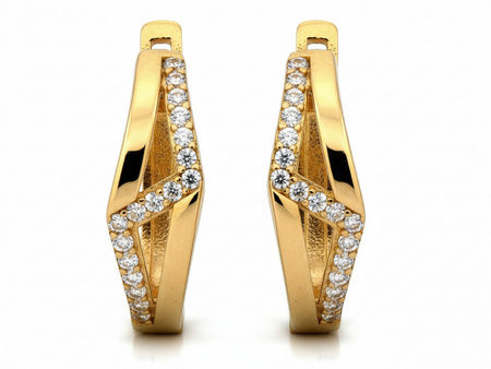 Kolczyki złote angielskie z cyrkoniami